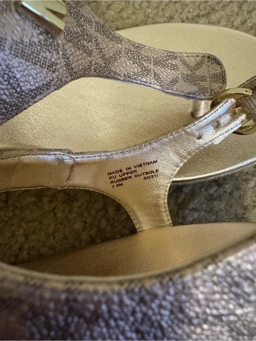 MICHAEL Michael Kors Laney Thong Espadrille Jute Wedge Sandals Rose Gold 7.5